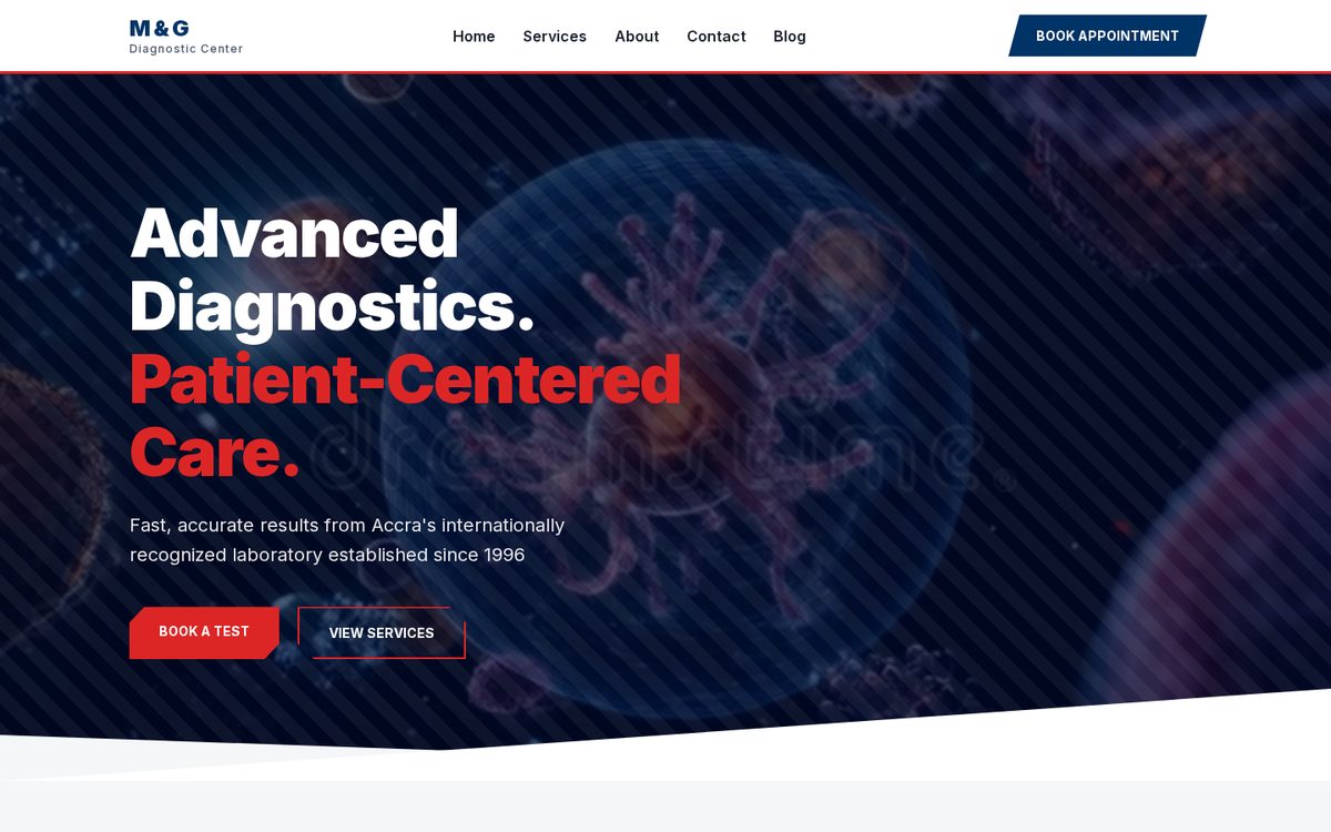 M & G Medical Diagnostics website preview